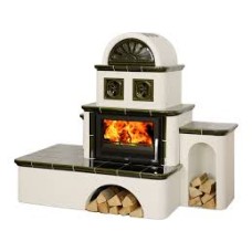 Kachlová pec ABX Oxford s výměníkem 7kW pravá, zelená