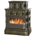 Kachlová kamna ABX Karelie P kachlový sokl zelená výměník 10,5 kW