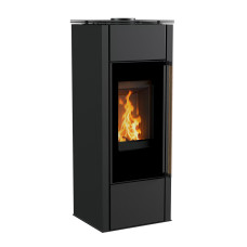 Krbová kamna s výměníkem Kratki HATI AQUA 10 kW, černé topeniště, dřevěná rukojeť