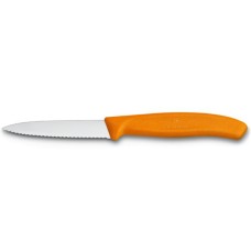 VICTORINOX Nůž na zeleninu 8 cm vlnkové ostří, oranžový