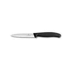 VICTORINOX Nůž na zeleninu 10 cm vlnkové ostří, černý