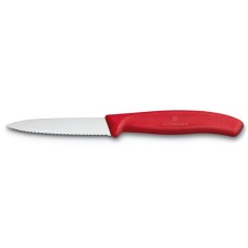 VICTORINOX Nůž na zeleninu 8 cm vlnkové ostří, červený