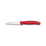 VICTORINOX Nůž na zeleninu 8 cm Swiss Classic vlnkové ostří, červený