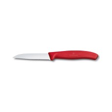 VICTORINOX Nůž na zeleninu 8 cm Swiss Classic vlnkové ostří, červený