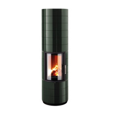 Akumulační kamna Leda COLONA tmavě zelený smalt, zadní odkouření