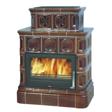 Kachlová kamna ABX Karelie s výměníkem 10,5 kW, kachlový sokl, hnědá